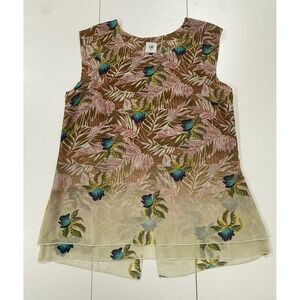 CAbi 5216 Parlor Blouse Tropical Print Orchid Sleeveless Woman's Medium 292